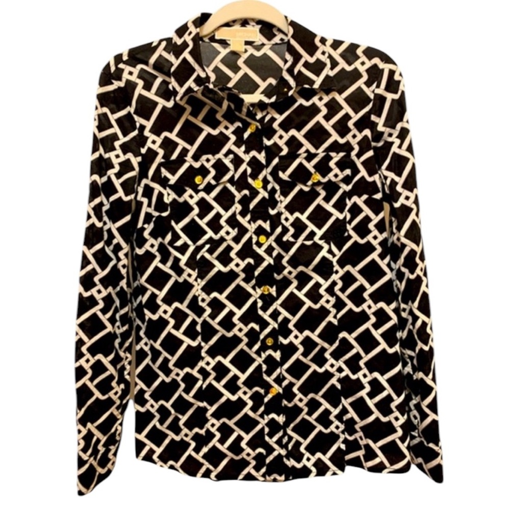Michael Kors Black and White Blouse Size M